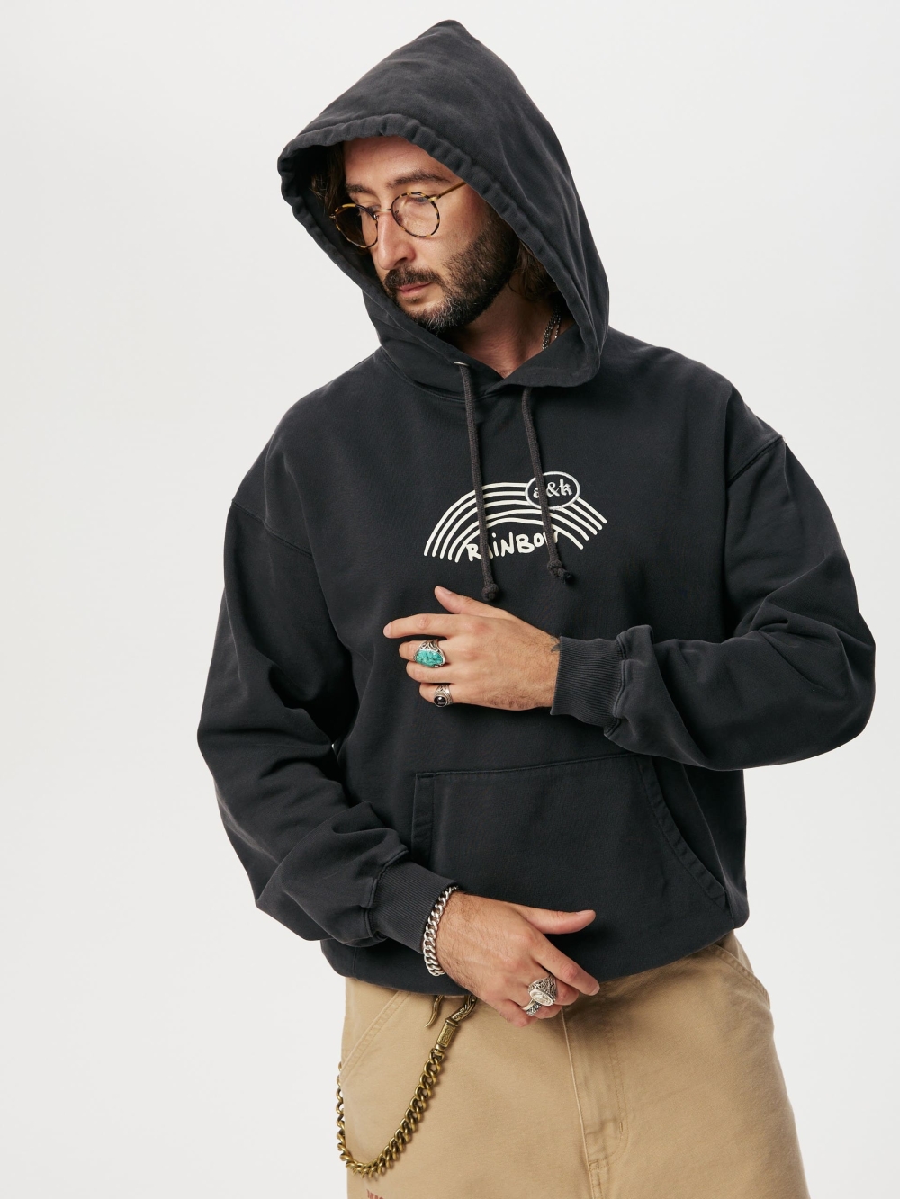 Hoodie Rainbow Black - №4